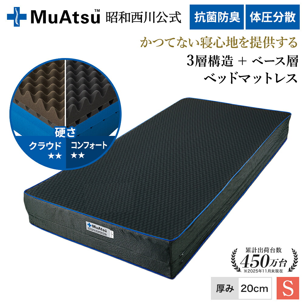 昭和西川 ムアツ 寝台マットレスXX シングル (広広としたシングル)  ウレタン 粗さ社会システム 体圧分散 厚さ20珊 抗菌 防臭 通気性 側地洗い濯ぎ可 ムアツ 寝台「除湿腰掛け差し上げ物客体」