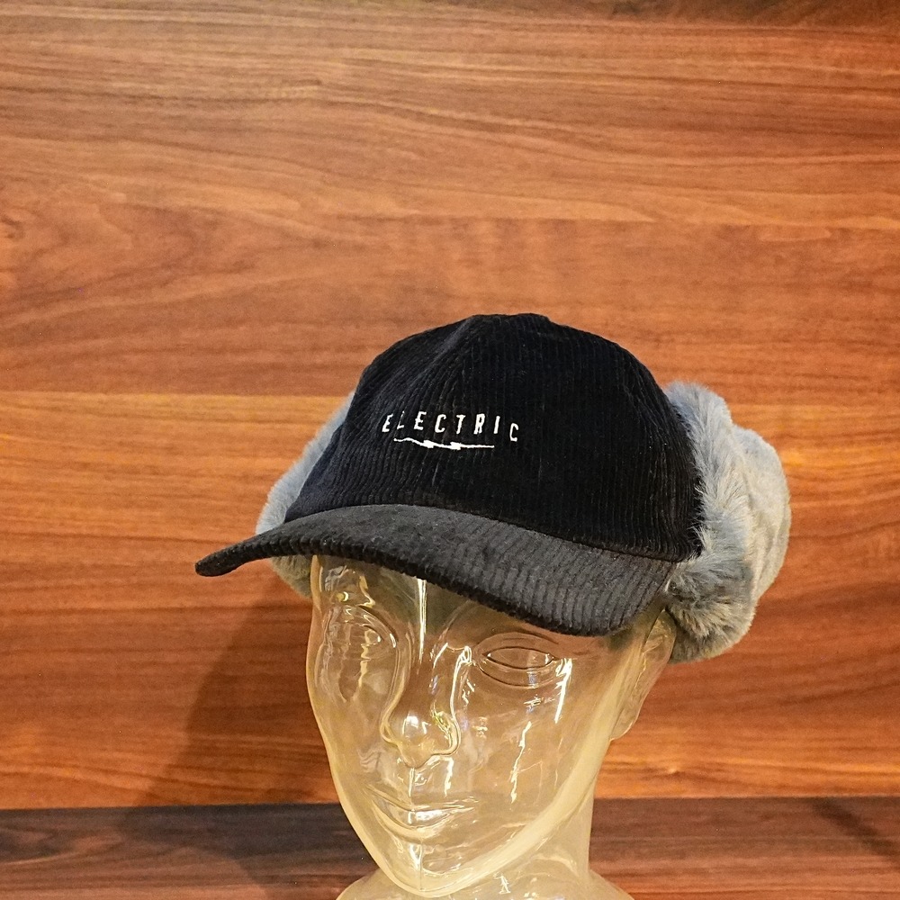 ELECTRIC エレクトリック CORDUROY EAR FLAP LOW CAP BLACK E25FC13 コーデュロイ イヤーフラップ ローキャップ ブラック 帽子 防寒キャップ スノーボード スキー｜Slideline店
