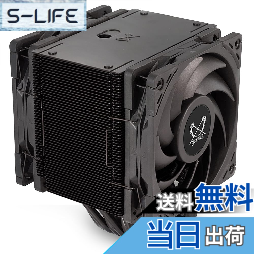 【送料無料】SCYTHE サイズ サイドフロー型CPUクーラー MUGEN6 BLACK EDITION デュアルファン 6mm径ヒートパイプx6 SCMG-6000DBE 色：ブラック