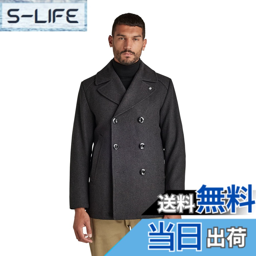 【貨物輸送無料】[ジースターロゥ] ピーコート メンズ 羊毛 Wool Peacoat 色：shadow htr、大きさ：L