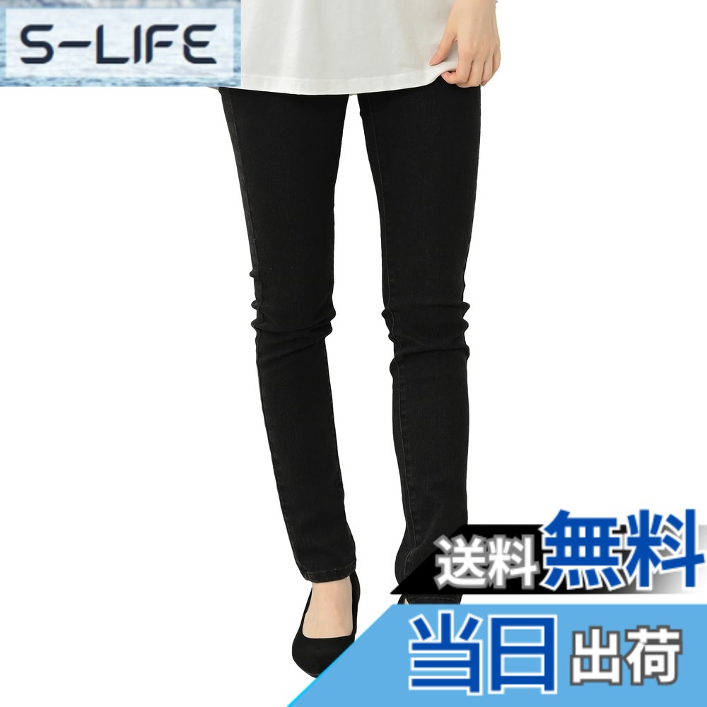 【送料無料】[CAL ABRONE] 大きいサイズ レディース ストレッチ パンツ デニム スキニー ロング丈 色：ブラック、サイズ：5L