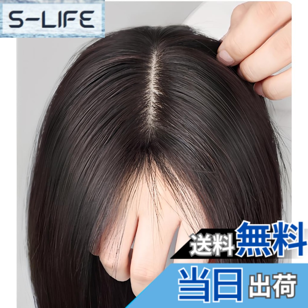 【送料無料】RENLIGUOJI 【2025年秋冬モデル新登場】バレないウィッグ 敬老の日 母にプレゼント ヘアピース 白髪隠し ハゲ隠し 部分ウィッグ 女性 つむじ 前髪 ポイントウィッグ かつら 人毛100% ナチュラル ネットサイズ7cm*11cm (髪長25cm 色：2.ブラック、サイズ：25
