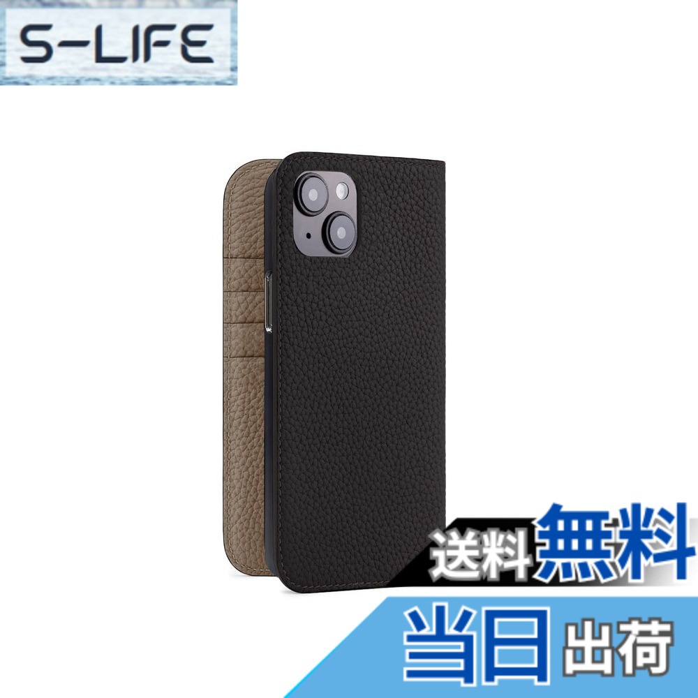 【貨物輸送無料】【ボナベンチュラ】当用日記容れもの シュリンクレザー 色：黒いこと x エトープ、大きさ：iPhone 14 Plus