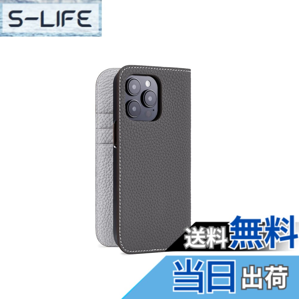 【貨物輸送無料】【ボナベンチュラ】当用日記入れもの シュリンクレザー 色：濃灰色 x トゥルーグレー、大きさ：iPhone 14 Pro