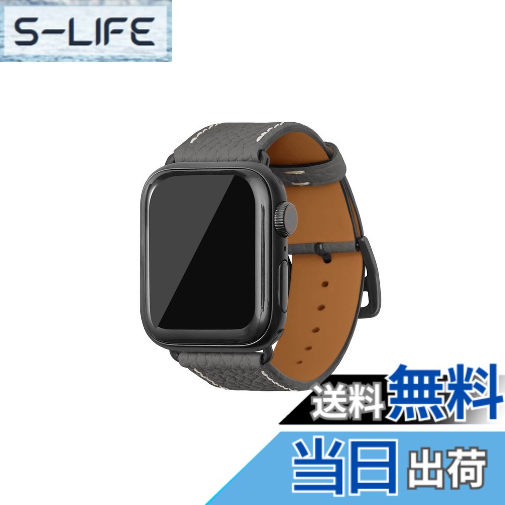 【貨物輸送無料】[BONAVENTURA] Apple Watch用 なめし革周波数帯域 本革 シュリンクレザー Apple Watch Series相応う 1-10 SE(第1・2時人) 相応う 色：なめし革:暗灰色薄墨色 / アダプタ：黒いこと、大いさ：38粍/40粍/41粍/42粍, S/M大いさ