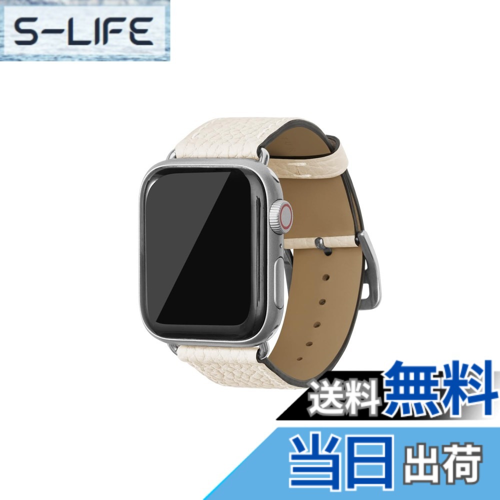 【貨物輸送無料】[BONAVENTURA] Apple Watch用 なめし革周波数帯域 本革 シュリンクレザー Apple Watch Series相応う 1-10 SE(第1・2時人) 相応う 色：なめし革:象牙色 / アダプタ：しろがね色、大いさ：44粍/45粍/46粍/49粍, M/L大いさ