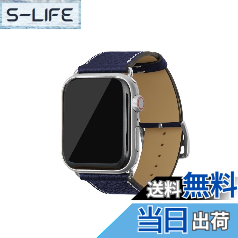 【貨物輸送無料】[BONAVENTURA] Apple Watch用 なめし革周波数帯域 本革 シュリンクレザー Apple Watch Series相応う 1-10 SE(第1・2時人) 相応う 色：なめし革:米国海軍 / アダプタ：しろがね色、大いさ：44粍/45粍/46粍/49粍, M/L大いさ