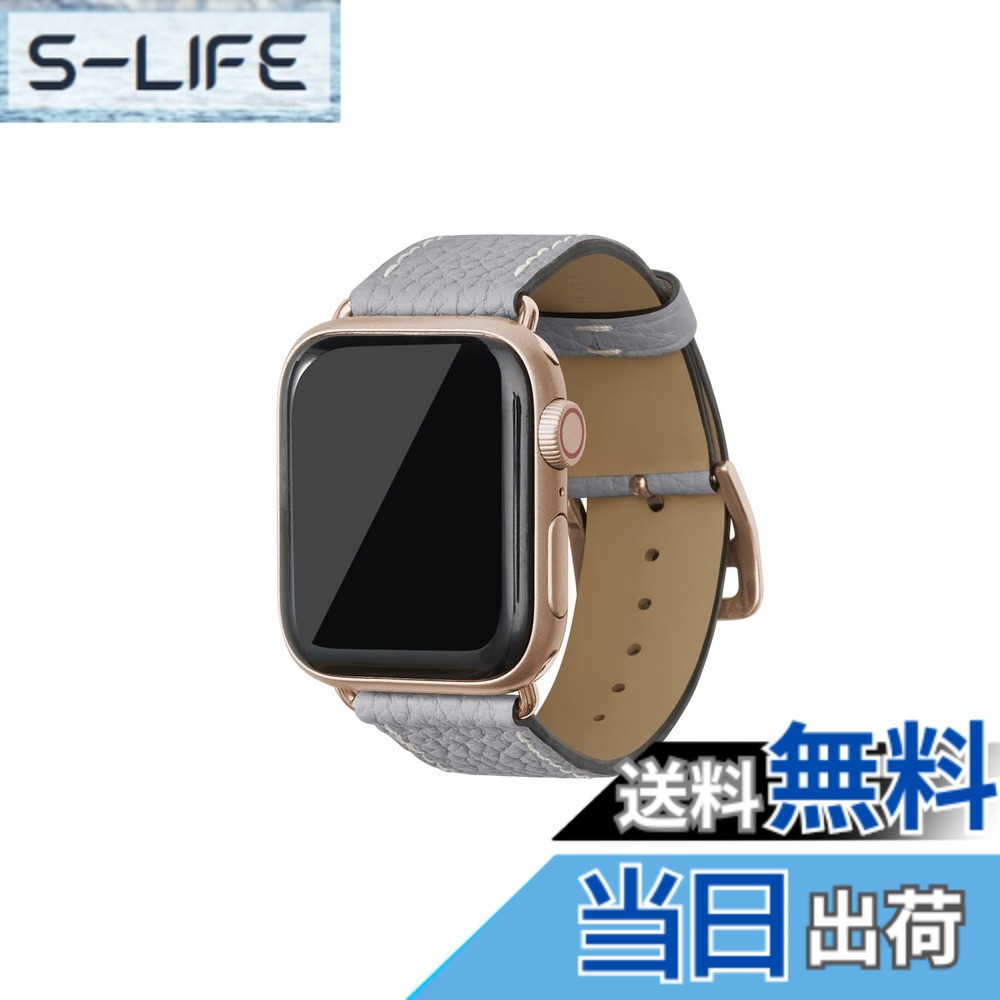 【貨物輸送無料】[BONAVENTURA] Apple Watch用 なめし革周波数帯域 本革 シュリンクレザー Apple Watch Series相応う 1-10 SE(第1・2時人) 相応う 色：なめし革:トゥルーグレー / アダプタ：ゴールド、大いさ：44粍/45粍/46粍/49粍, M/L大いさ