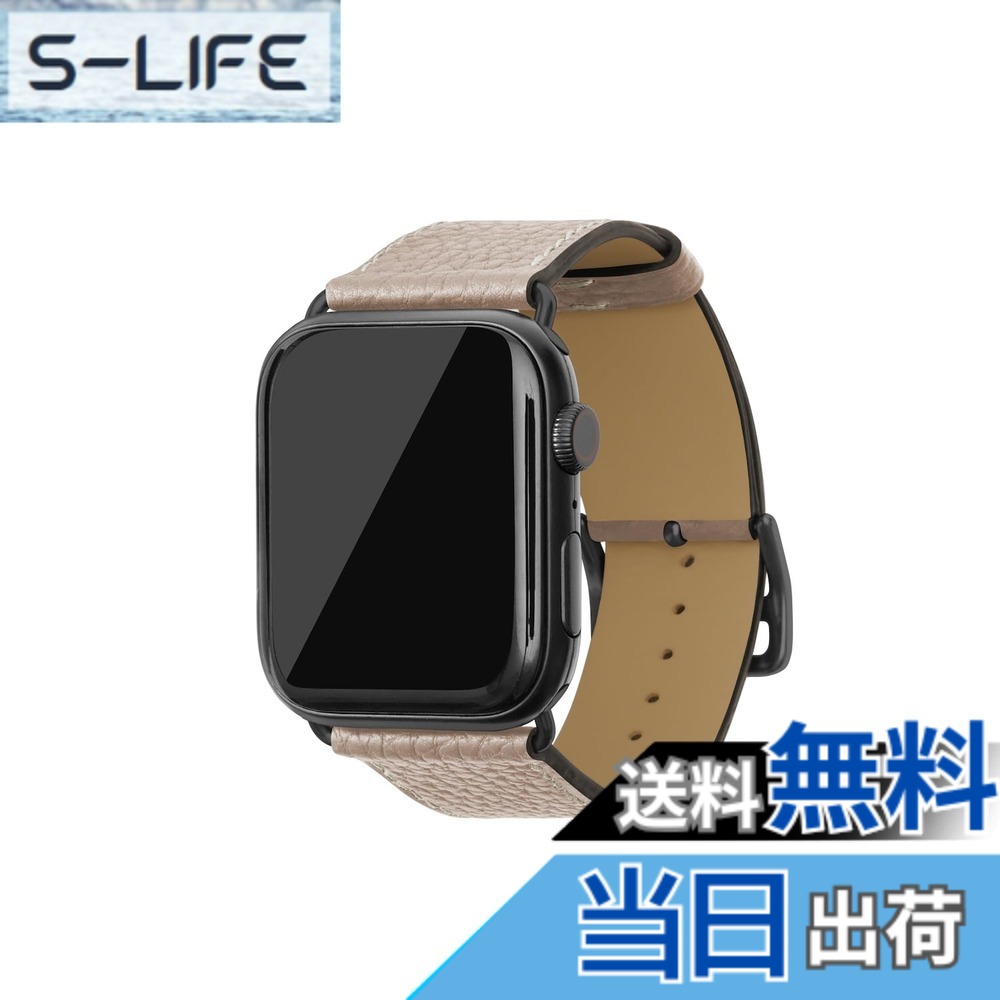 【貨物輸送無料】[BONAVENTURA] Apple Watch用 なめし革周波数帯域 本革 シュリンクレザー Apple Watch Series相応う 1-10 SE(第1・2時人) 相応う 色：なめし革:グレージュ / アダプタ：黒いこと、大いさ：44粍/45粍/46粍/49粍, M/L大いさ