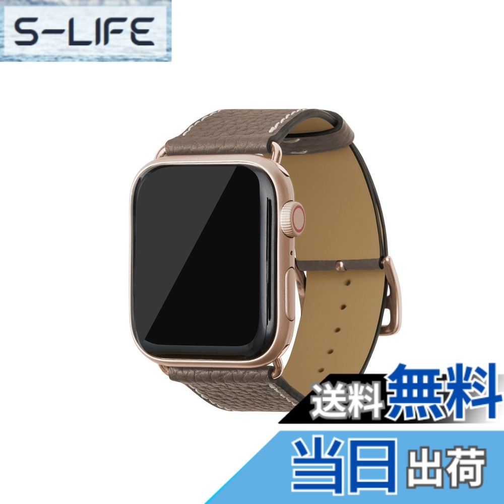 【貨物輸送無料】[BONAVENTURA] Apple Watch用 なめし革周波数帯域 本革 シュリンクレザー Apple Watch Series相応う 1-10 SE(第1・2時人) 相応う 色：なめし革:エトープ / アダプタ：ゴールド、大いさ：44粍/45粍/46粍/49粍, M/L大いさ