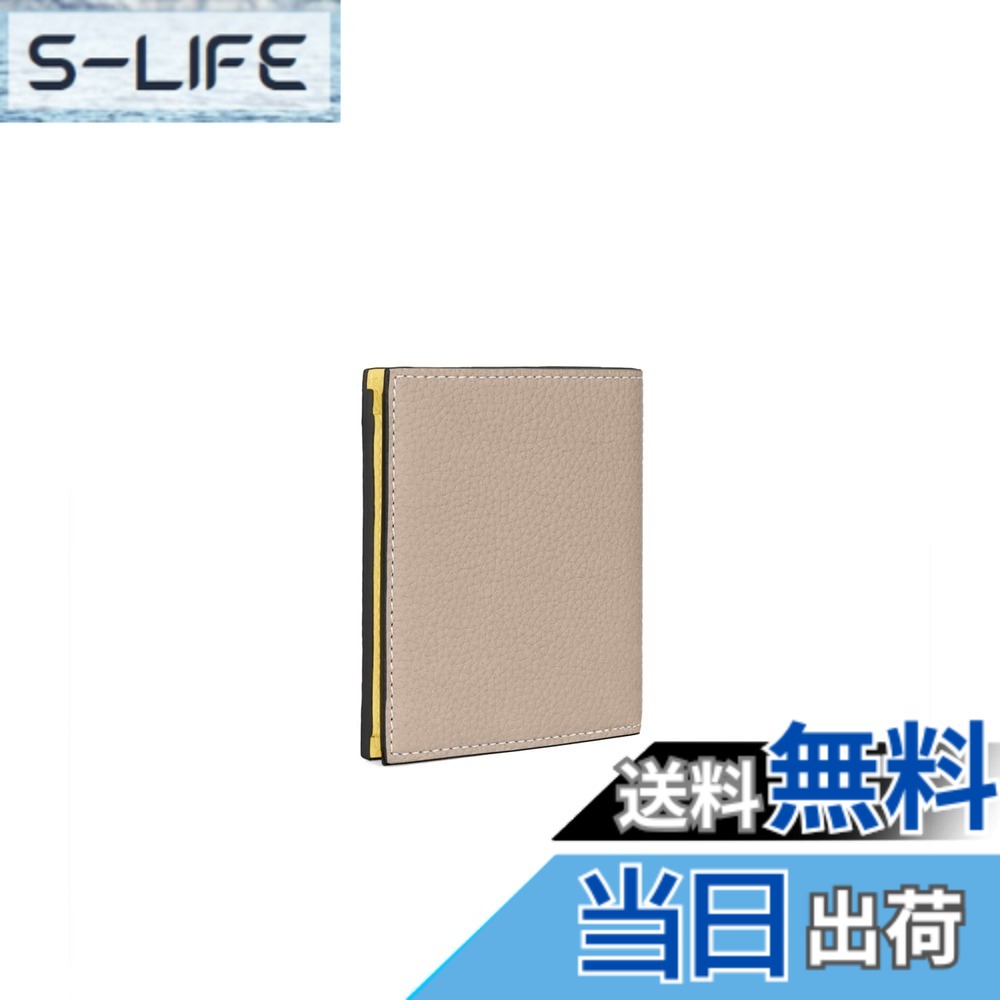 【送料無料】[BONAVENTURA] 【ボナベンチュラ】バイフォールド ウォレット シュリンクレザー 色：グレージュ x イエロー｜S-LIFE