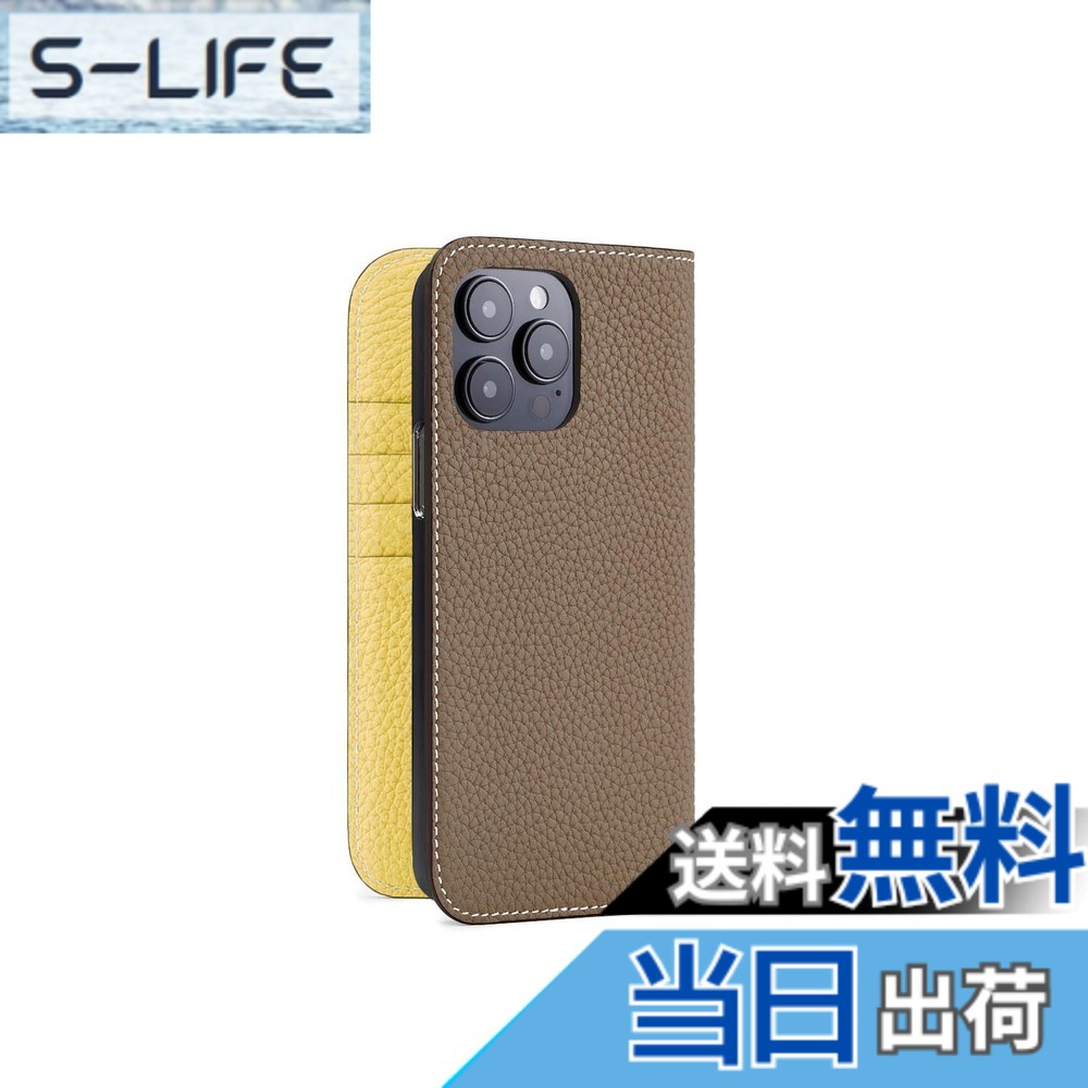 【貨物輸送無料】【BONAVENTURA】当用日記容れもの シュリンクレザー iPhone15Pro Max BODT15PM 色：エトープ x 黄色.、大きさ：iPhone 15 Pro Max