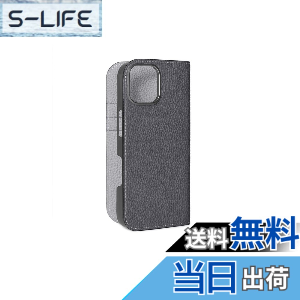 【貨物輸送無料】【BONAVENTURA】当用日記入れもの シュリンクレザー iPhone16 BODT16 色：濃灰色 x トゥルーグレー、大きさ：iPhone 16