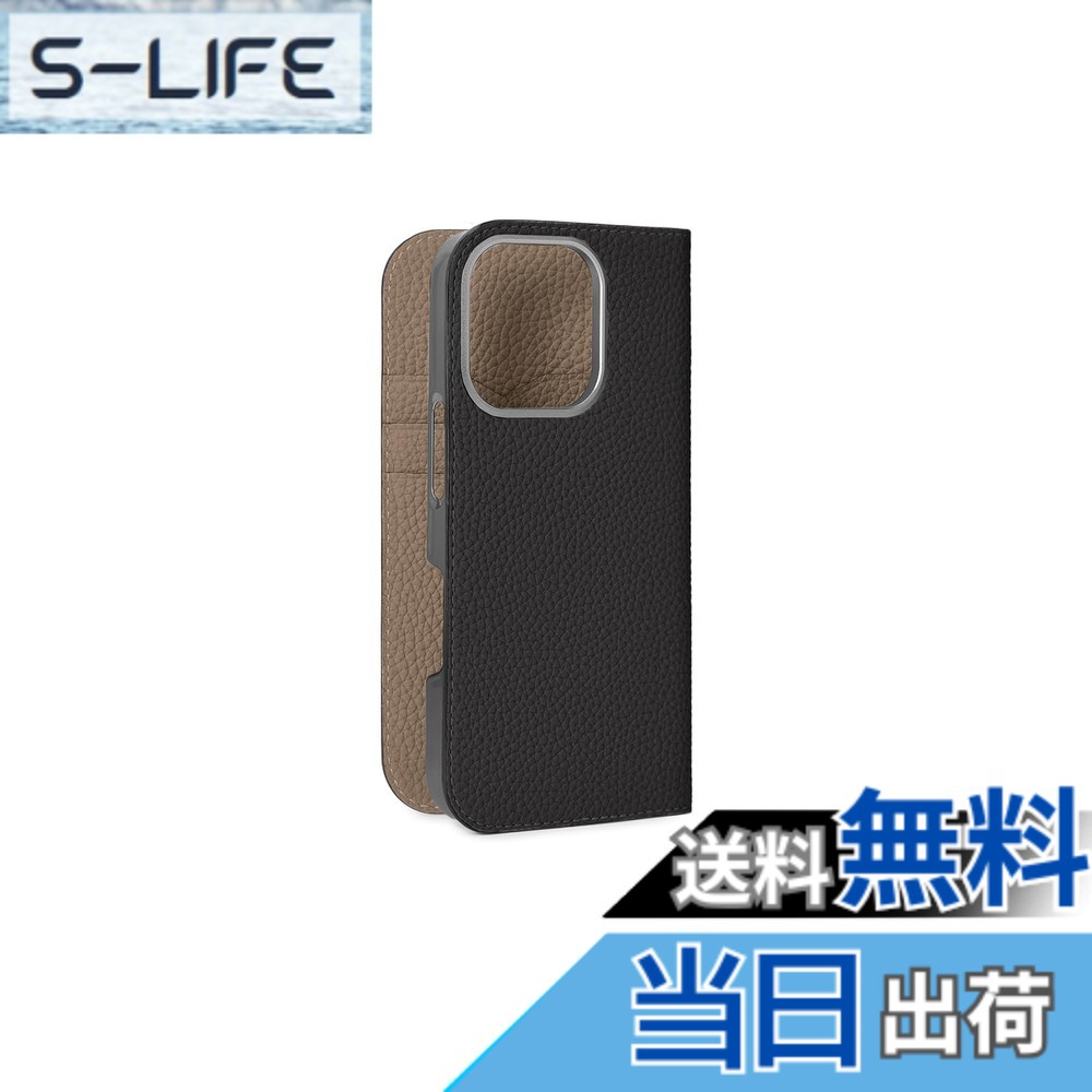 【貨物輸送無料】【BONAVENTURA】当用日記入れもの シュリンクレザー iPhone16Pro BODT16P 色：黒いこと x エトープ、大きさ：iPhone 16 Pro