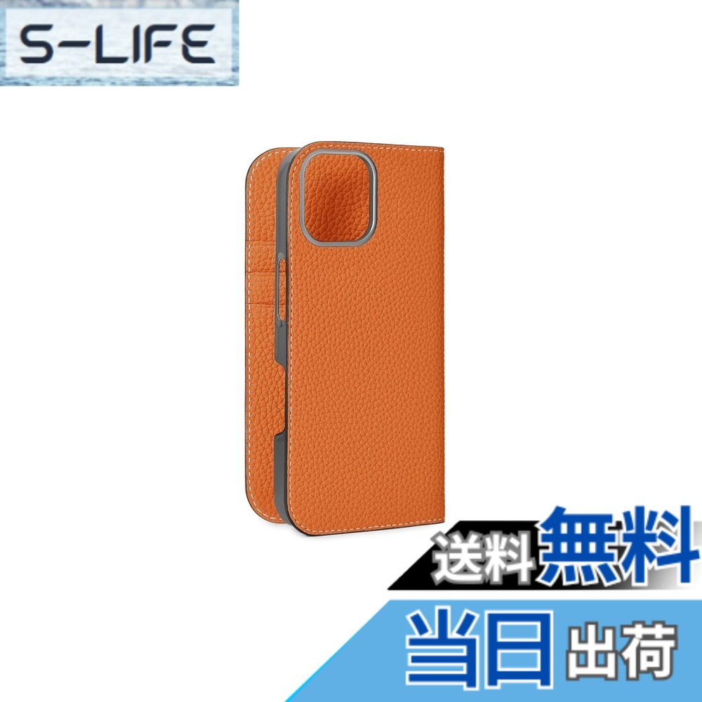 【貨物輸送無料】【BONAVENTURA】当用日記入れもの シュリンクレザー iPhone16Pro BODT16P 色：オレンジ色、大きさ：iPhone 16 Pro