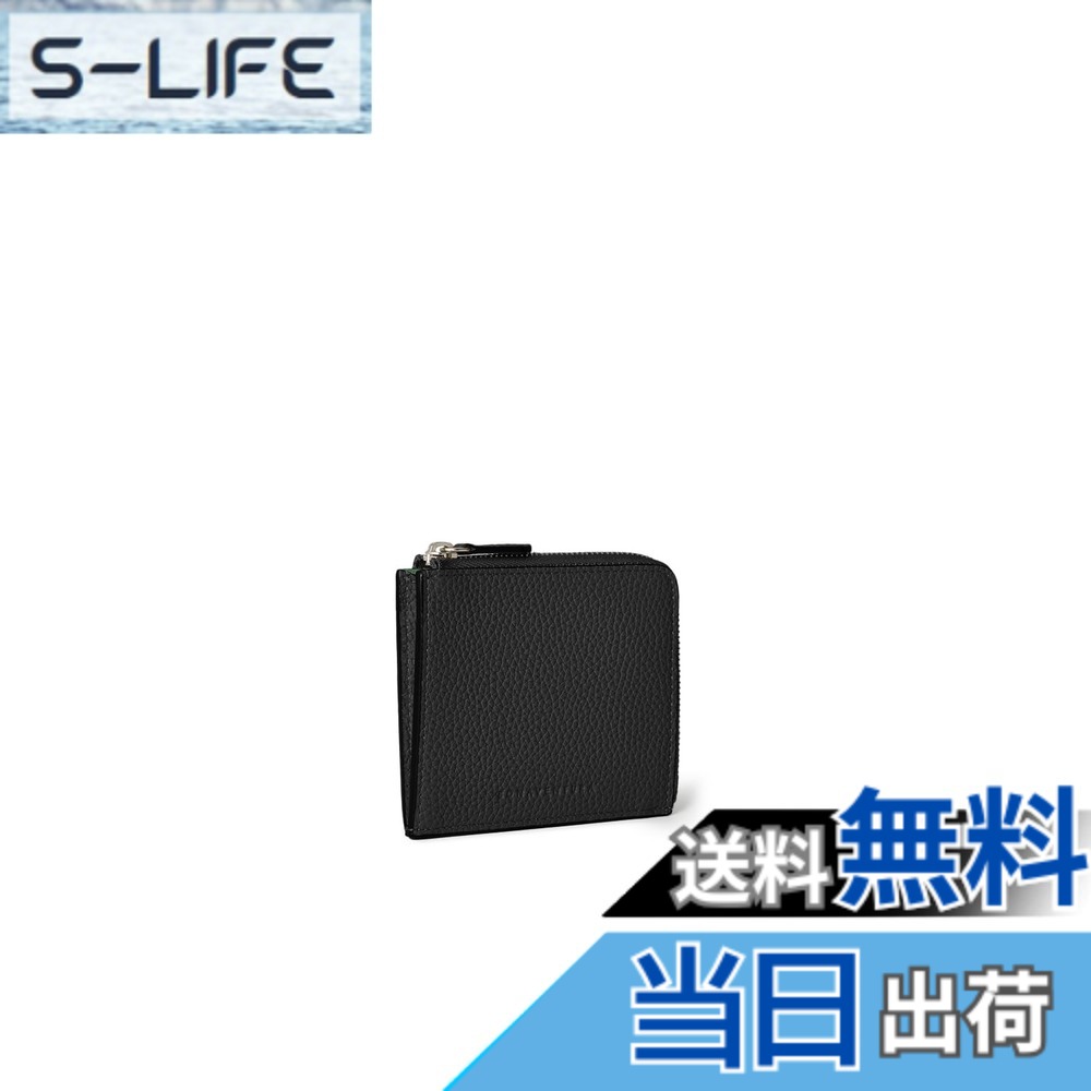 【貨物輸送無料】【BONAVENTURA】L字ジップ ウォレット シュリンクレザー 色：黒いこと x 緑であること