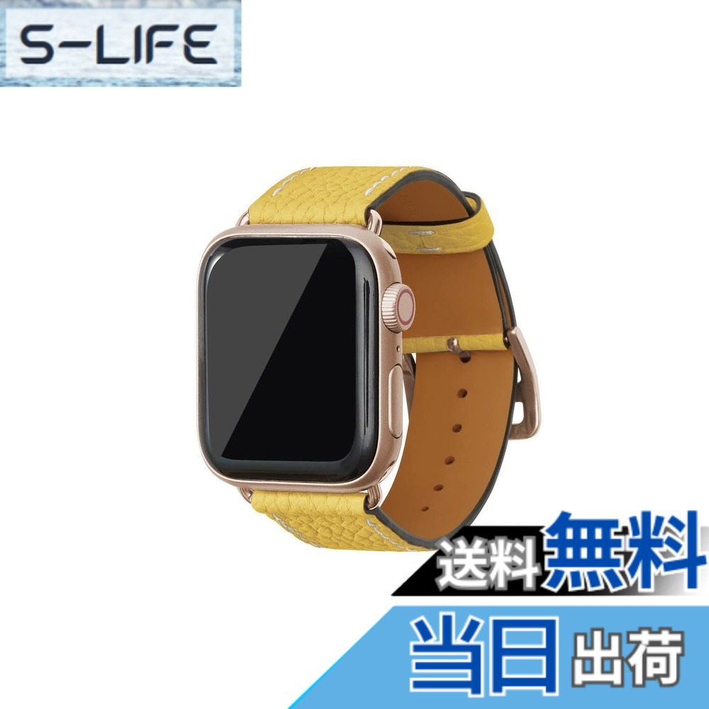 【貨物輸送無料】[BONAVENTURA] Apple Watch用 なめし革周波数帯域 本革 シュリンクレザー Apple Watch Series相応う 1-10 SE(第1・2時人) 相応う 色：なめし革：黄色/アダプタ：ゴールド、大いさ：38粍/40粍/41粍, M/L大いさ