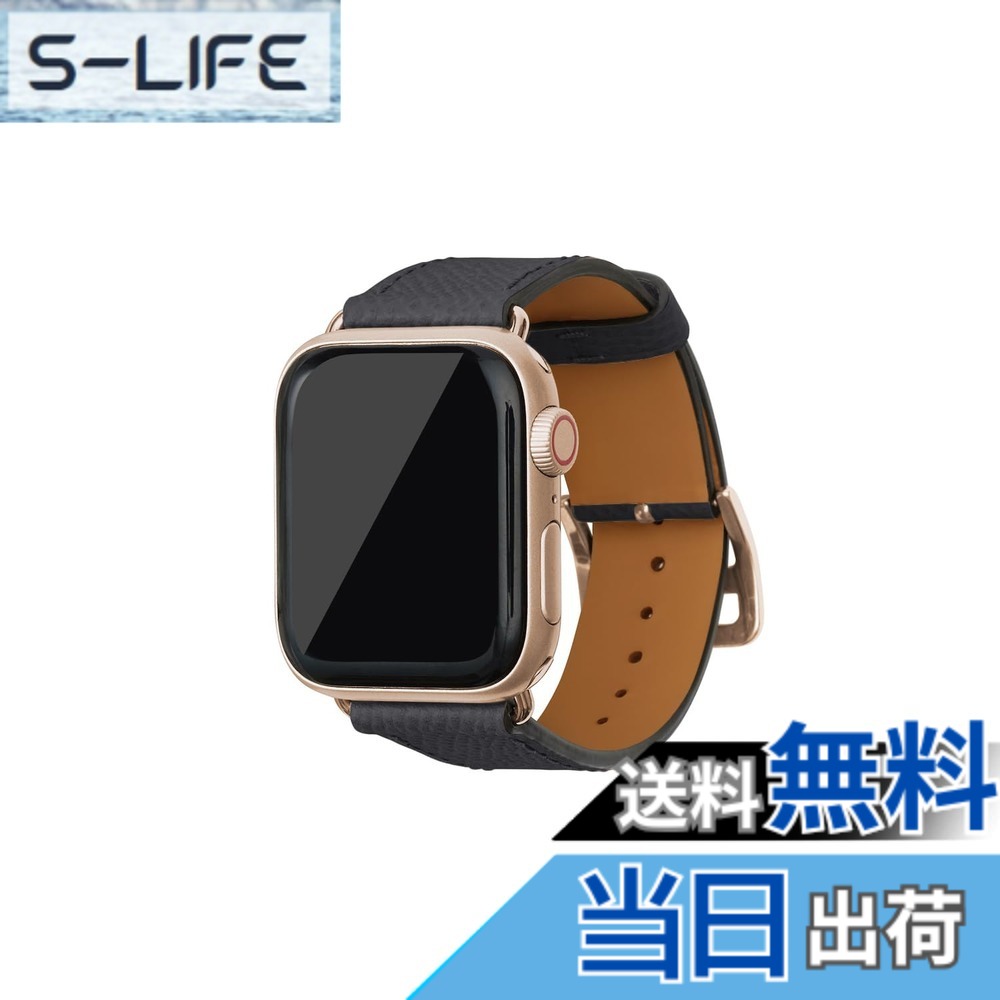 【貨物輸送無料】[BONAVENTURA] ボナベンチュラ Apple Watch用 なめし革ダンス楽隊 本革 ノブレッサレザー Apple Watch Series相応う 1-10 SE(第1・2時人) 相応う 色：なめし革：濃灰色薄墨色/アダプタ：ゴールド、大きさ：42粍/44粍/45粍, M/L大きさ