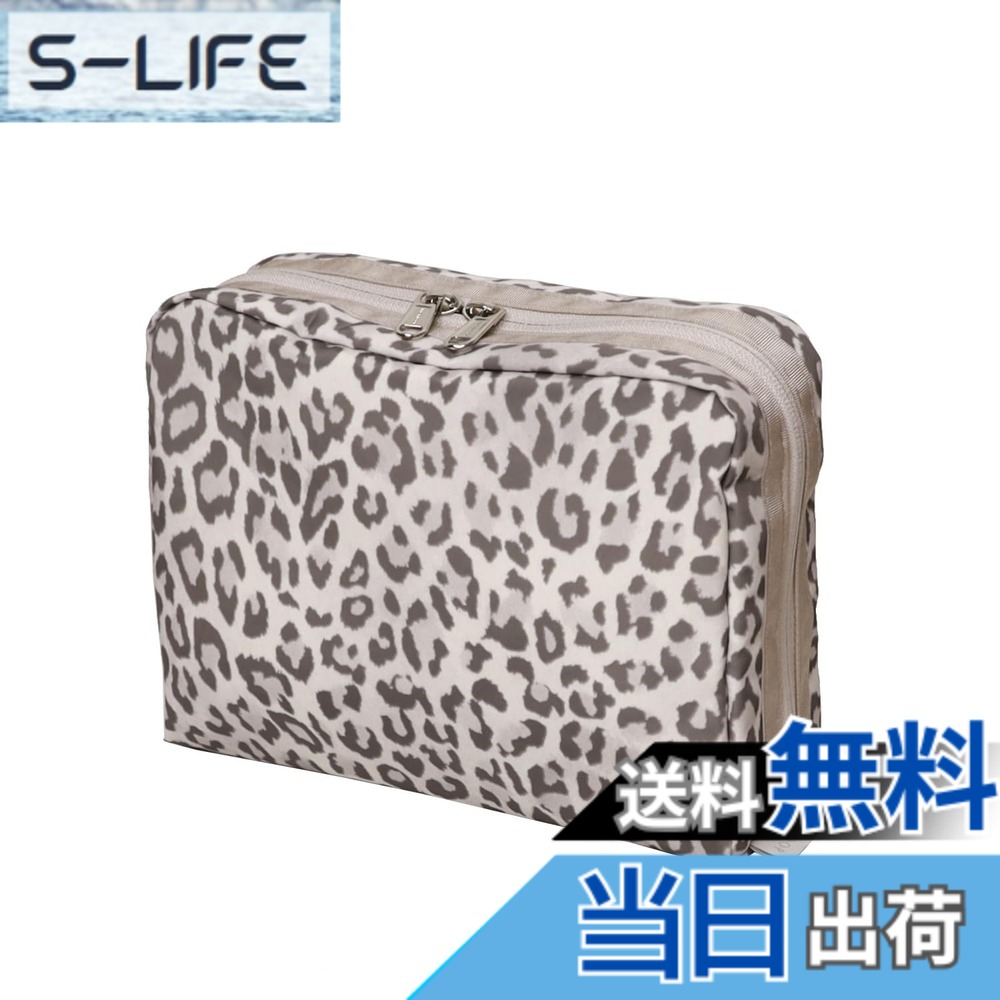 【送料無料】ハイループブルム化粧ポーチ小物ポーチ、 化粧品ポーチ、 大容量、 メイクポーチ、 旅行、 化粧品収納バッグ、 女性用品収納 色：MP09.Washed Leopard、サイズ：L