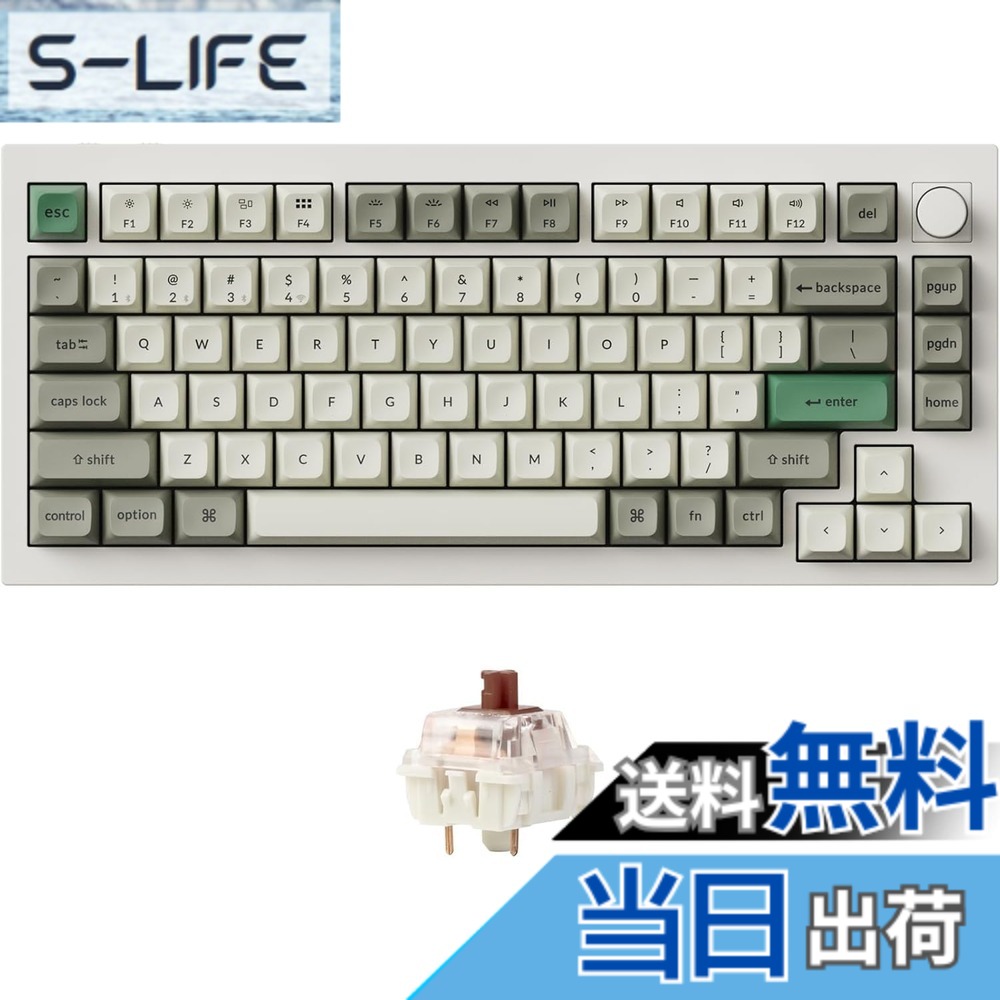 【送料無料】【国内正規品】Keychron Q1 Max QMK/VIAワイヤレス・カスタムメカニカルキーボード、2.4 GHz/Bluetooth/有線接続、USレイアウト、RGBライト、ホットスワップ対応Gateron Jupiterメカニカルスイッチ/フルアルミニウム/Mac Windows Linux対応 (シェルホワイト｜S-LIFE