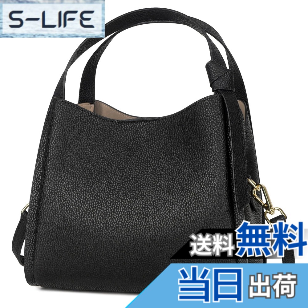 【送料無料】[Kyoei-Tech] ハンドバッグ レディース 高級本革 ショルダーバッグ レザー フォーマルバッグ 肩/斜め掛け スカーフ付き カバン 超軽量 592g 自立性 高見え 仕事用 ビジネス 通勤通学 デート(ブラック)｜S-LIFE