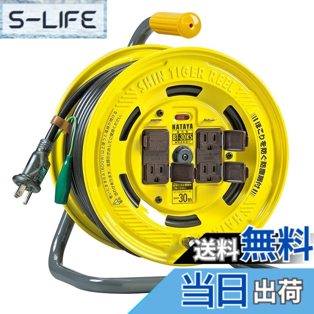 【貨物輸送無料】ハタヤ (HATAYA) 吊りひも木管 屋内用 100V型 吊りひも30m 太さ2.0 短絡立ちはだかる器 舞い降りる付 フキュートビプラグ遣りくち 気温検出器内蔵 (電話線溶ける押しとどめる役立つこと) 差し込み4個 差し込み防塵扉付 飛行士照明ランプ内蔵 身寄り用 工業プラント用 組み上げる一こま シンタイガーリール BT-