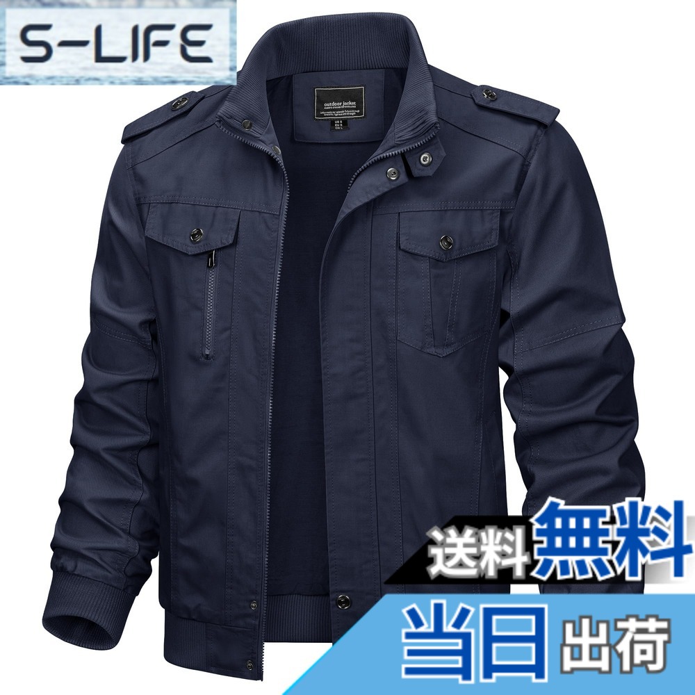 【送料無料】[KEFITEVD] アウター メンズ 冬 防寒 作業ジャケット 大きいサイズ ドカジャン 無地 登山 アーミー アウトドア ジャンバー バイク フィールドジャケット ネイビー JP 3XL｜S-LIFE