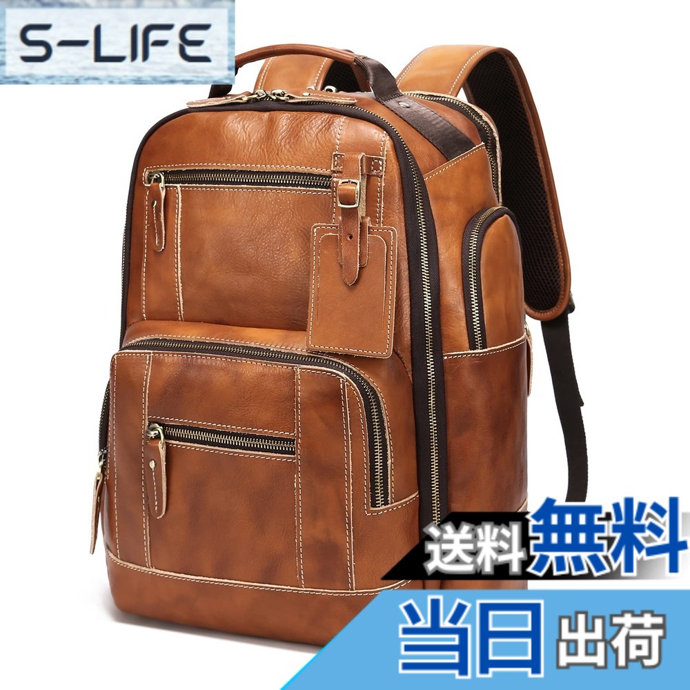 【貨物輸送無料】[Lannsyne] 背嚢 メンズ 本革 背嚢 革 商行為背嚢 うしろ側容器に並べる 15.6inマイコン A4相応う 1泊2日 出張 旅する 商行為 通気性 役立つこと性 持ちはこび愛読者付き添い人