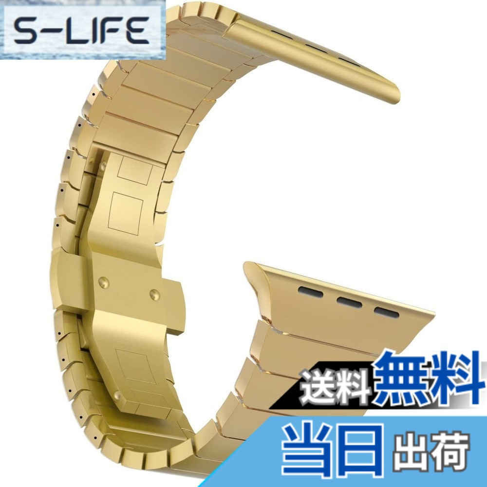 【送料無料】MaKTechステンレススチール金属のリンクブレスレットバンドに対応しますと互換性があるApple Watch シリーズ 11/10/9/8/7,Ultra 3/2/1,SE 3/2/1 [2025] (46mm/45mm/44mm/49mm,ゴールド)