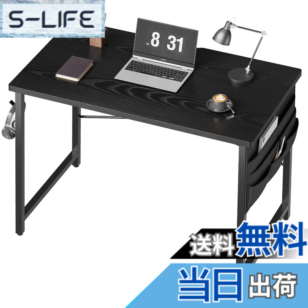 【送料無料】YeTom 机 パソコンデスク 机 pc デスク つくえ 幅80*奥行40cm シンプル コンパクトデスク 収納袋付き勉強机 フック付き学習机 モニターアーム取付対応 組立簡単 テレワーク 黒い