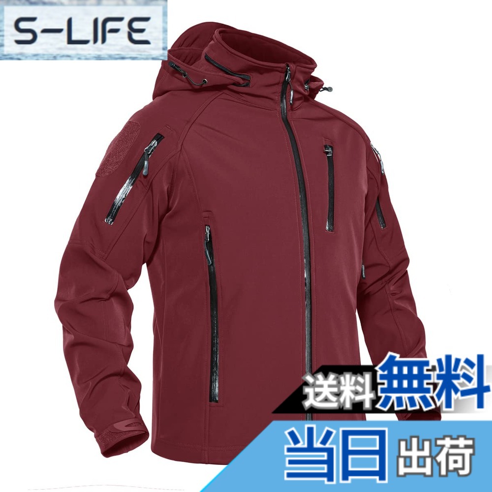 【貨物輸送無料】[KEFITEVD] 自動自転車 上衣 メンズ 冬 上衣 山登り 馬鹿でかい大きさ 防寒着 タクティカルジャケット 御役目着 前掛け アウトドア御召しもの 赤 ぶどう酒赤いこと XL