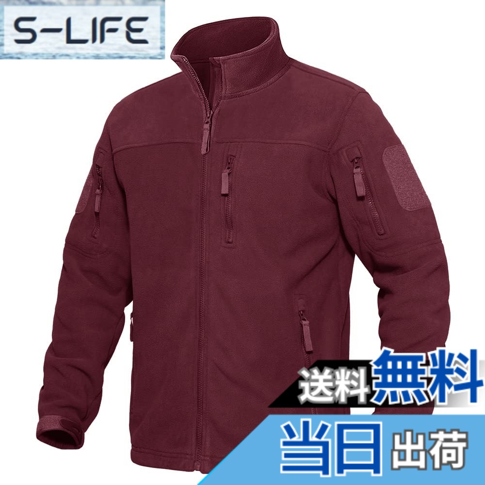 【送料無料】[KEFITEVD] タクティカル フリースジャケット メンズ ミリタリー ジャケット 防寒 防風 登山 アーミー ジャンパー トレッキングウェア アウター ワインレッド 3XL