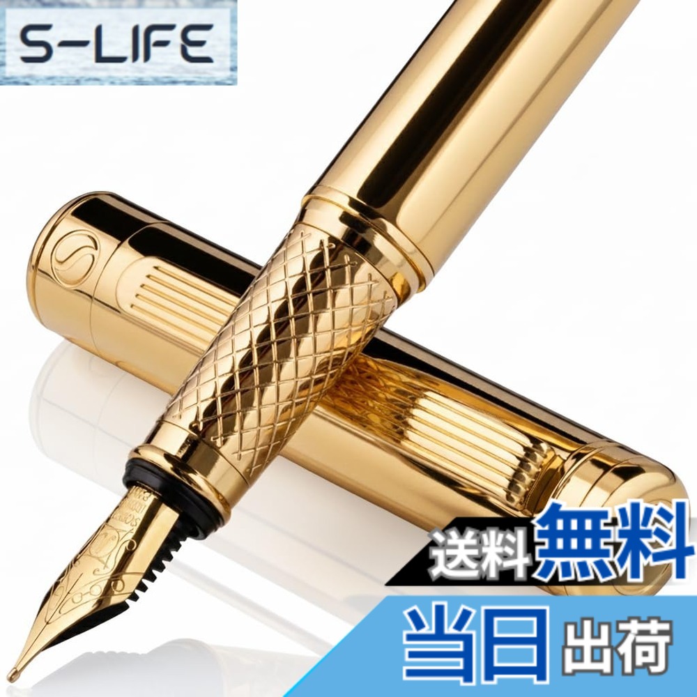 【送料無料】Scriveiner 最高級 プレミアム 万年筆 (金) 魅力的な美しさ 金仕上げ Schmidt 金メッキペン先（ミディアム） 男性にも女性にも最適 プロフェッショナル 重役 職場 ギフトセ金 金仕上げ