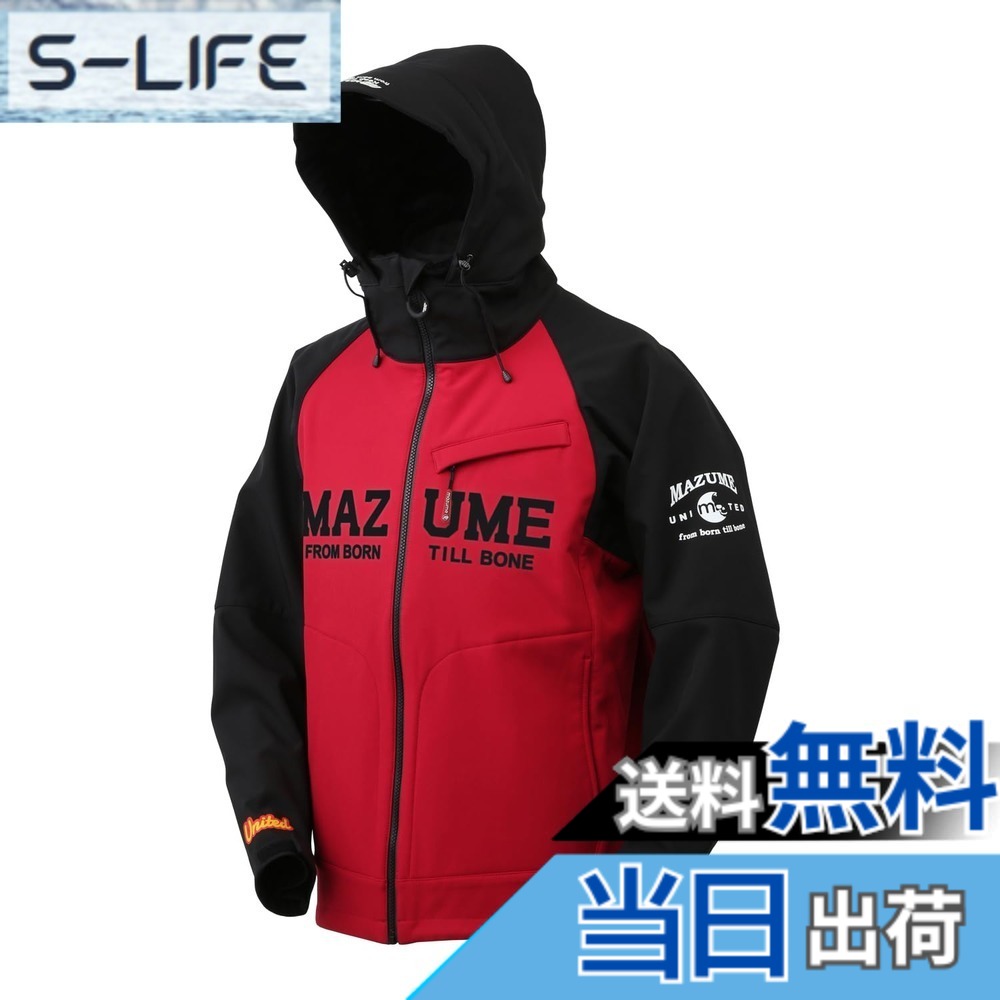 【貨物輸送無料】mazume ウインドカットジャケット ダブル声の調子 MZFW-728-08 黒いことx赤いこと L