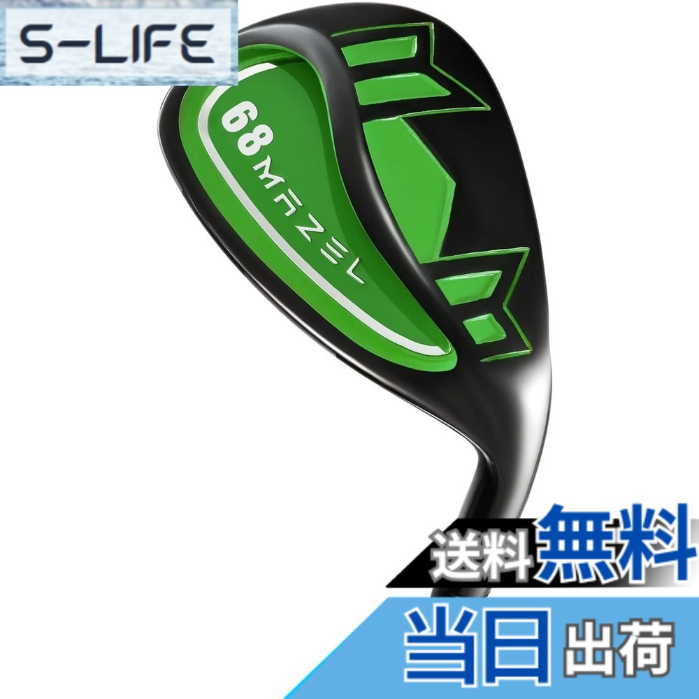 【送料無料】MAZEL (マゼル) ゴルフサンドウェッジ メンズ 右利き ロフト角:68度、70度、72度 フレックス : S ワイドソールウェッジ (グリーン, Loft 68°)