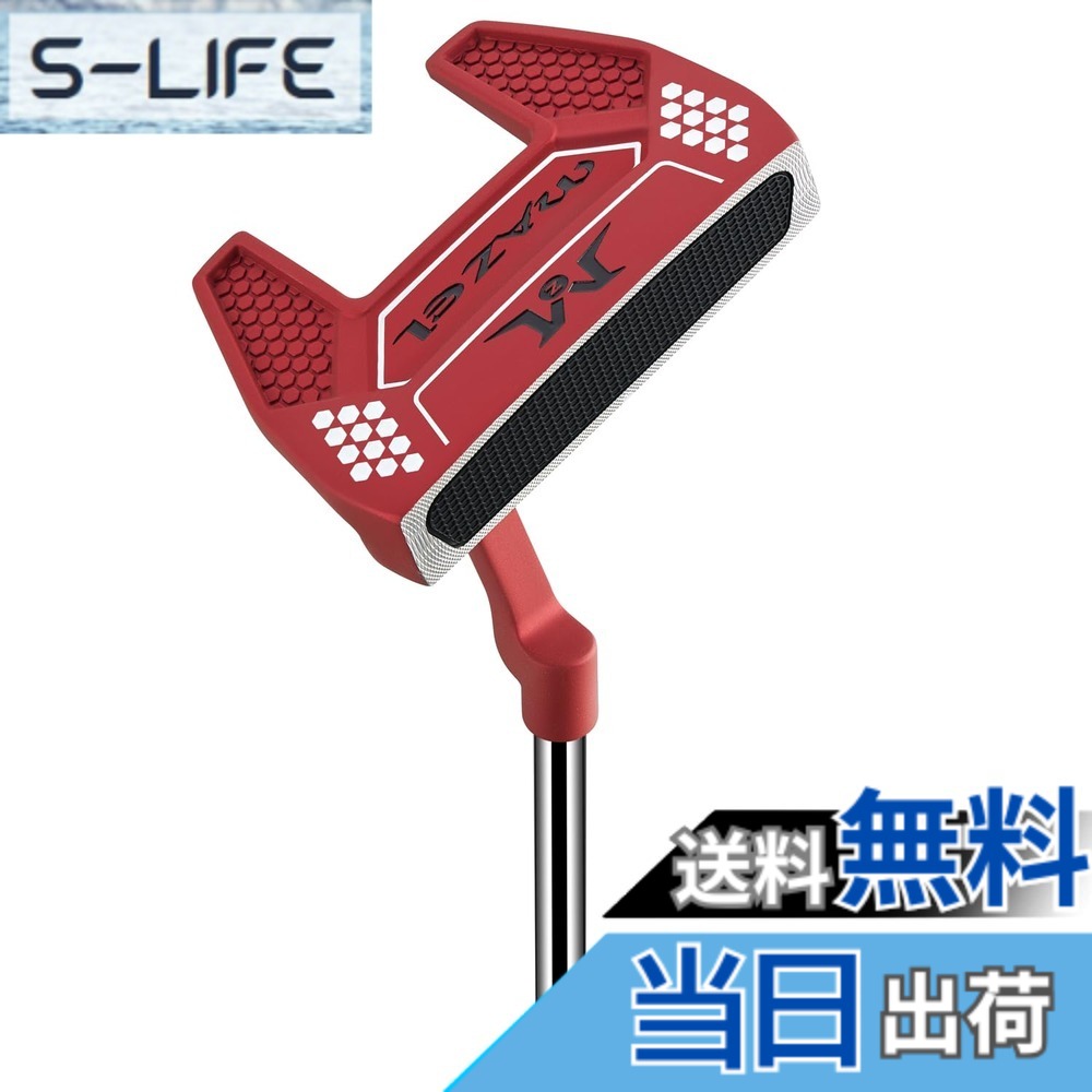 【送料無料】MAZEL (マゼル) パター ゴルフクラブ メンズ 右用 ヘッドカバー付き (アップグレード - 赤, 34インチ)