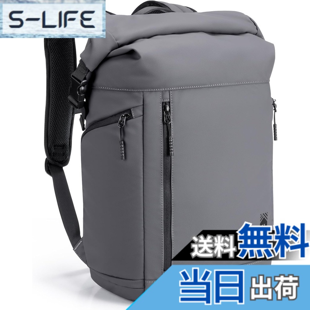【送料無料】[Kingsons] リュック ビジネスリュック メンズ 防水 15.6インチ PCリュック防水 ファスナー 軽量 リックサックメンズ 大容量 A4収納可 通勤 バックパック 薄型 高校生 通学 出張 旅行 色：KS3335W-ライトグレー、サイズ：15.6インチ