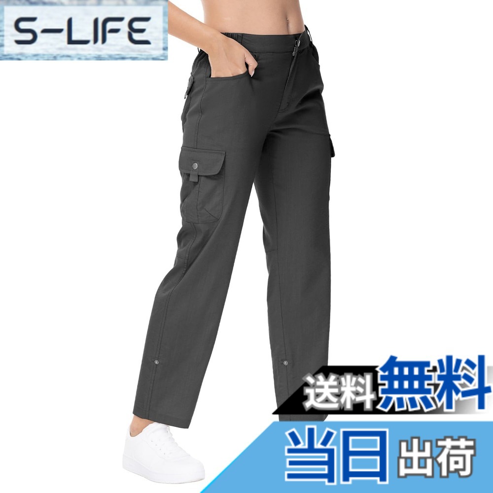 【送料無料】[Gopune] レディース ハイキングパンツ 2WAY カーゴパンツ 七分丈 ズボン ロールアップ仕様 速乾 アウトドア ロングパンツ 撥水 登山ウェア 作業着 釣り カジュアル 春夏秋服 色：ダックグレー、サイズ：2XL