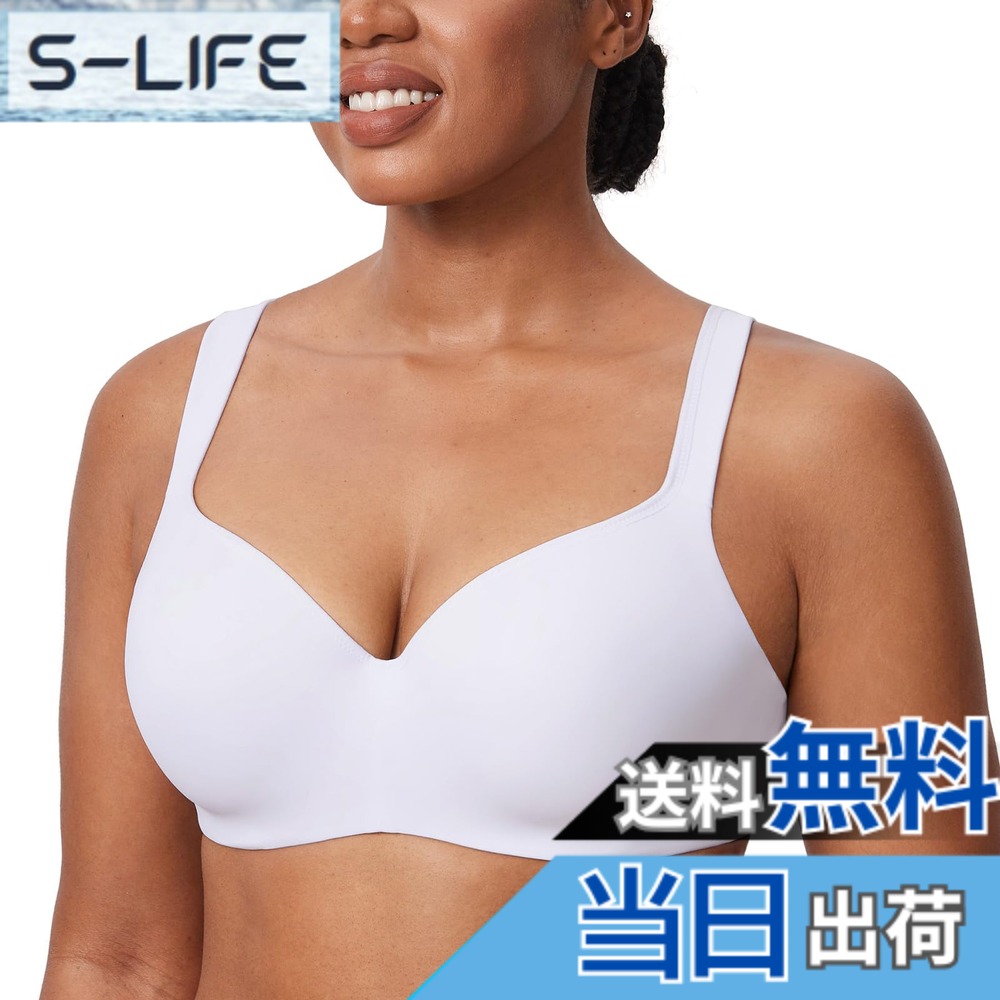 【送料無料】[DELIMIRA] ブラジャー 大きいサイズ ワイヤーあり 無地 フルカップ モールドカップ シームレスブラ tシャツブラジャー 色：ホワイト1、サイズ：H75