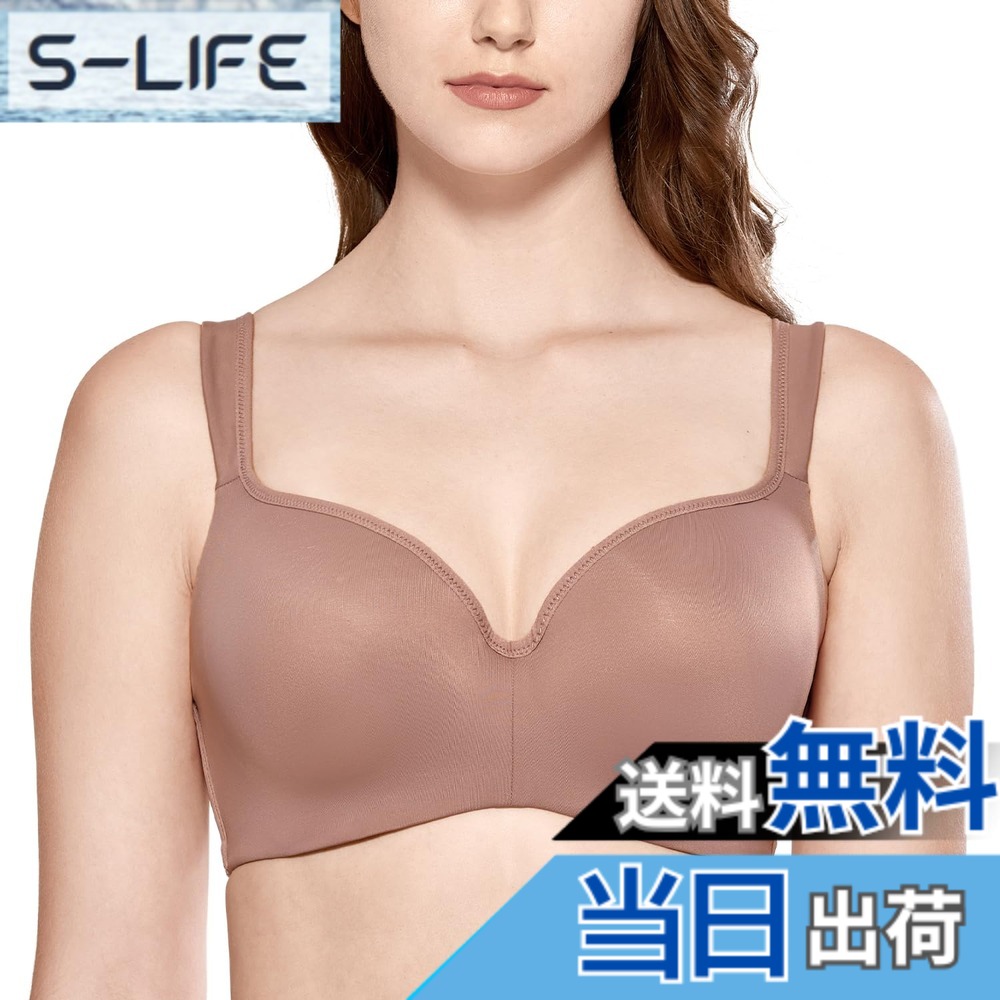 【送料無料】[DELIMIRA] ブラジャー 大きいサイズ ワイヤーあり 無地 フルカップ モールドカップ シームレスブラ tシャツブラジャー 色：モカッチーノ、サイズ：G100