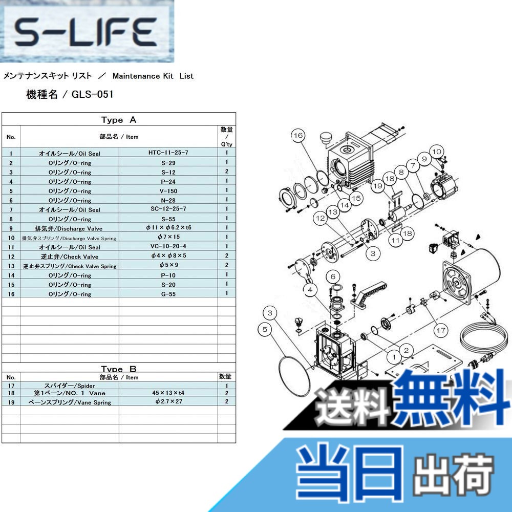 【貨物輸送無料】ULVAC GLS-051用検査と修理一揃いの道具B GLS-051