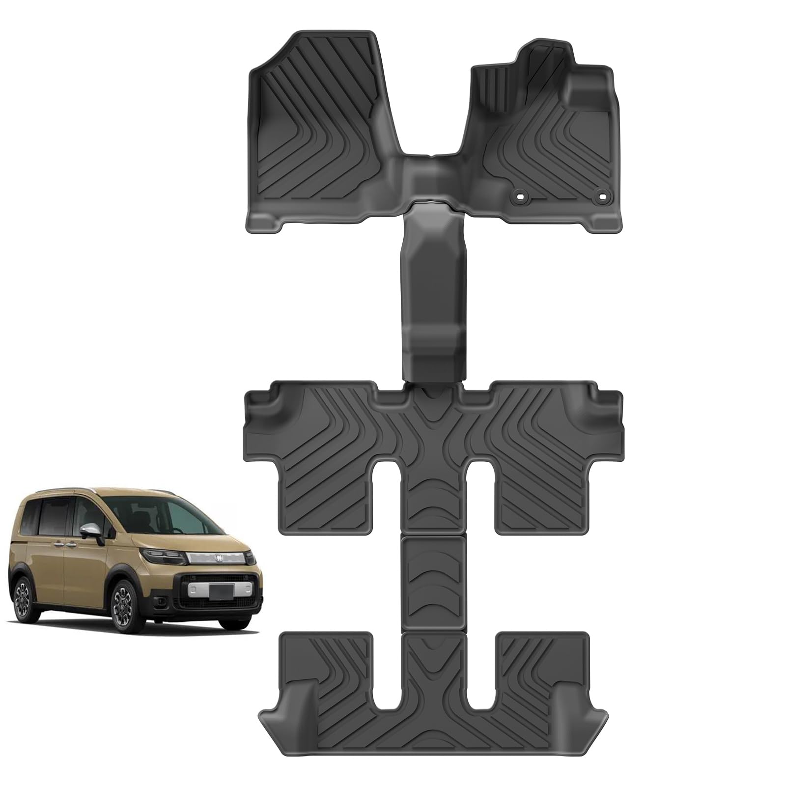 【送料無料】LUCKEASY 車種専用設計 フロアマット 立体マット 色：ブラック、サイズ：フリード GT系 6人乗り 1-3列目(ハイブリッド車)｜S-LIFE