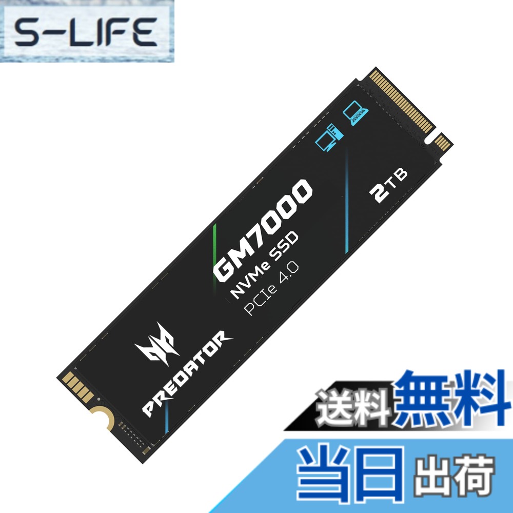 【貨物輸送無料】Acer Predator ハイエンドSSD M.2 SSD DRAM現ナマ積み上げる GM7000 GM9000つづき物 色：黒いこと、大いさ：2結核症