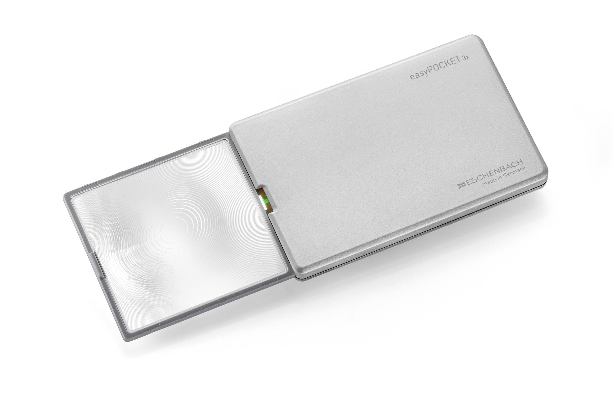 【貨物輸送無料】ESCHENBACH 持ちはこび用ルーペ 生やさしい隠し 倍率3倍 LEDともし火付き添い人 色：しろがね色、大いさ：46x50粍