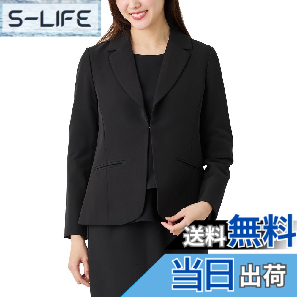 【貨物輸送無料】[ANGELIEBE エンジェリーベ] マタニティ 産前 産後 相応う 伸ばすこと ジョーゼット テーラード 上衣 背広 お受験 お宮参り 色：黒いこと、大きさ：L