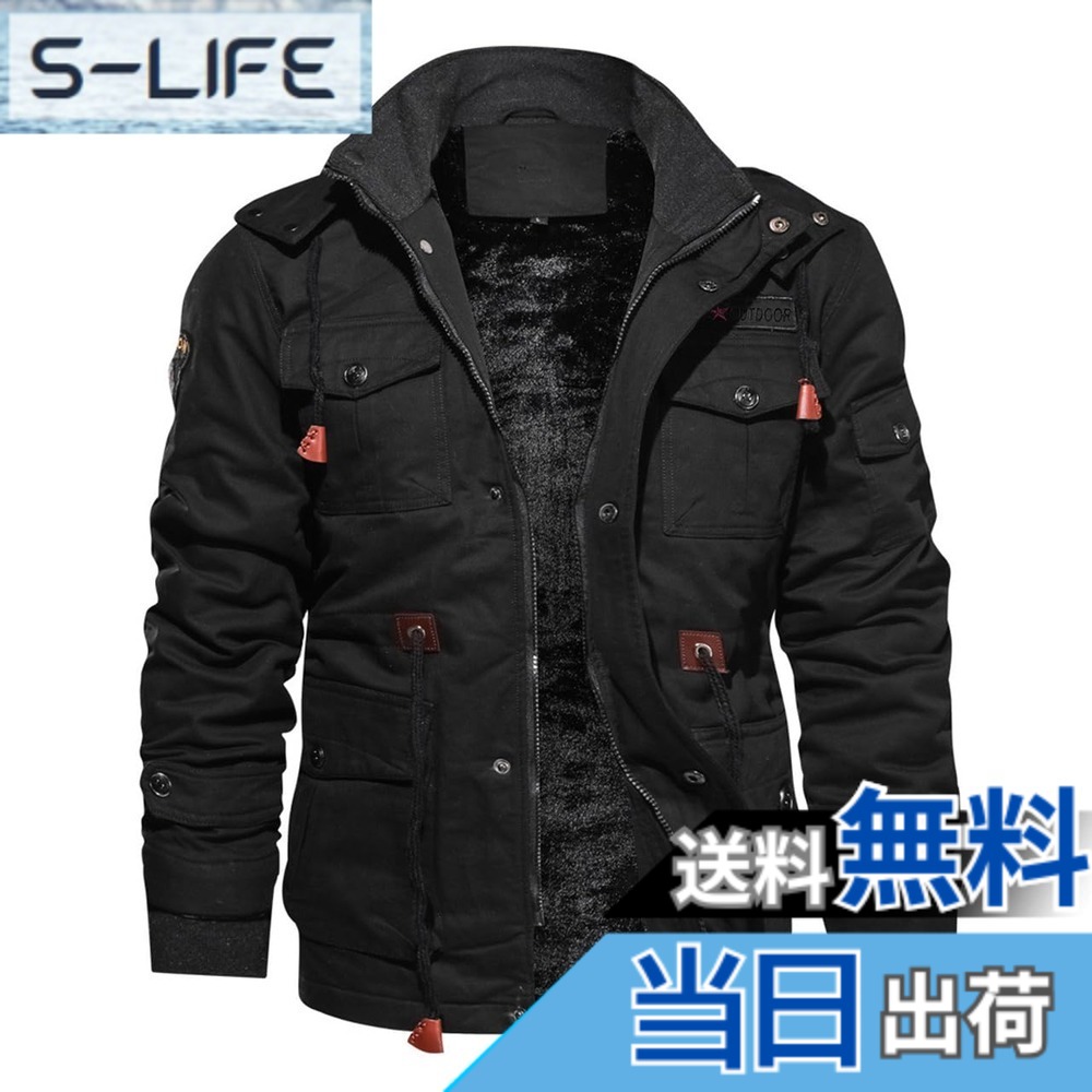 【貨物輸送無料】[KEFITEVD] 上衣 メンズ 裏起毛 前掛け 朦々たる 防寒着 御役目着 冬 ボア上衣 自動自転車 裏ボア 秋服 上衣 馬鹿でかい大きさ ミリタリー アウトド 積貨委託貨物 モッズコート ボンネット付き添い人 色：2-黒いこと、大きさ：2XL