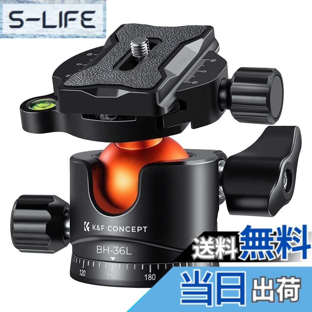 【貨物輸送無料】K\u0026F Concept 雲台 三脚架付属物 色：黒いこと、大きさ：耐荷重16kg/36粍