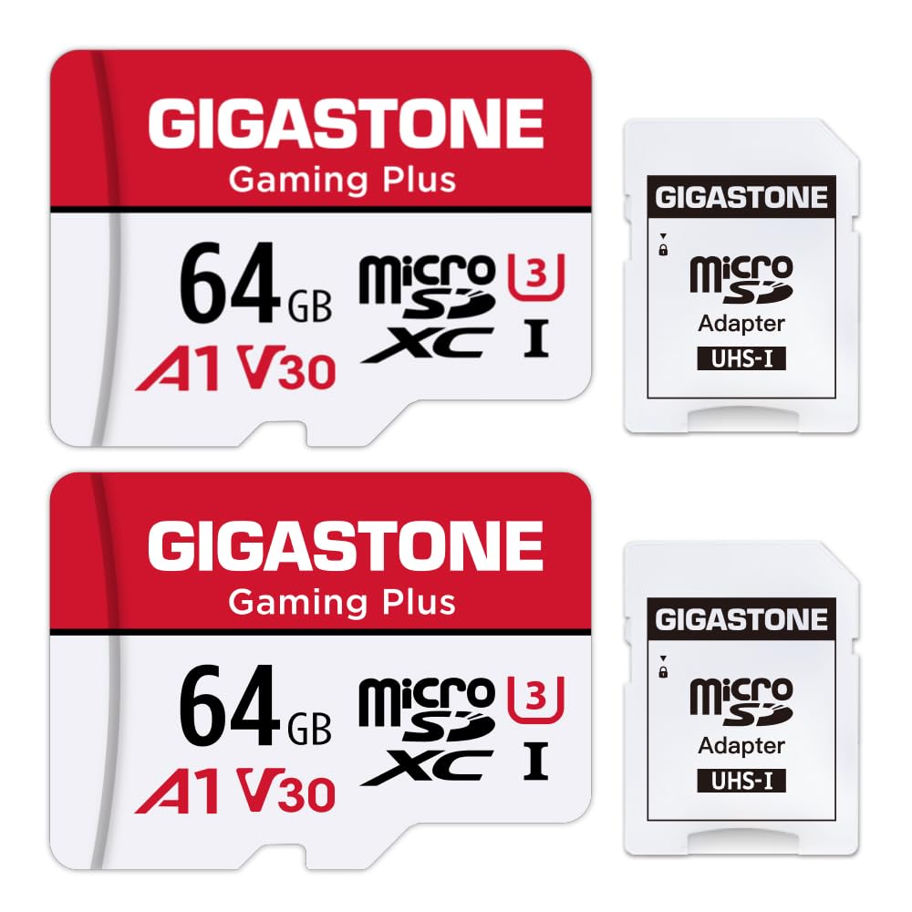【貨物輸送無料】GIGASTONE マイクロsd歌留多 256-2-1 Core Group-Redwhite 色：64GB Gaming Plus 2枚仕掛ける、大きさ：64GB Gaming Plus 2枚仕掛ける