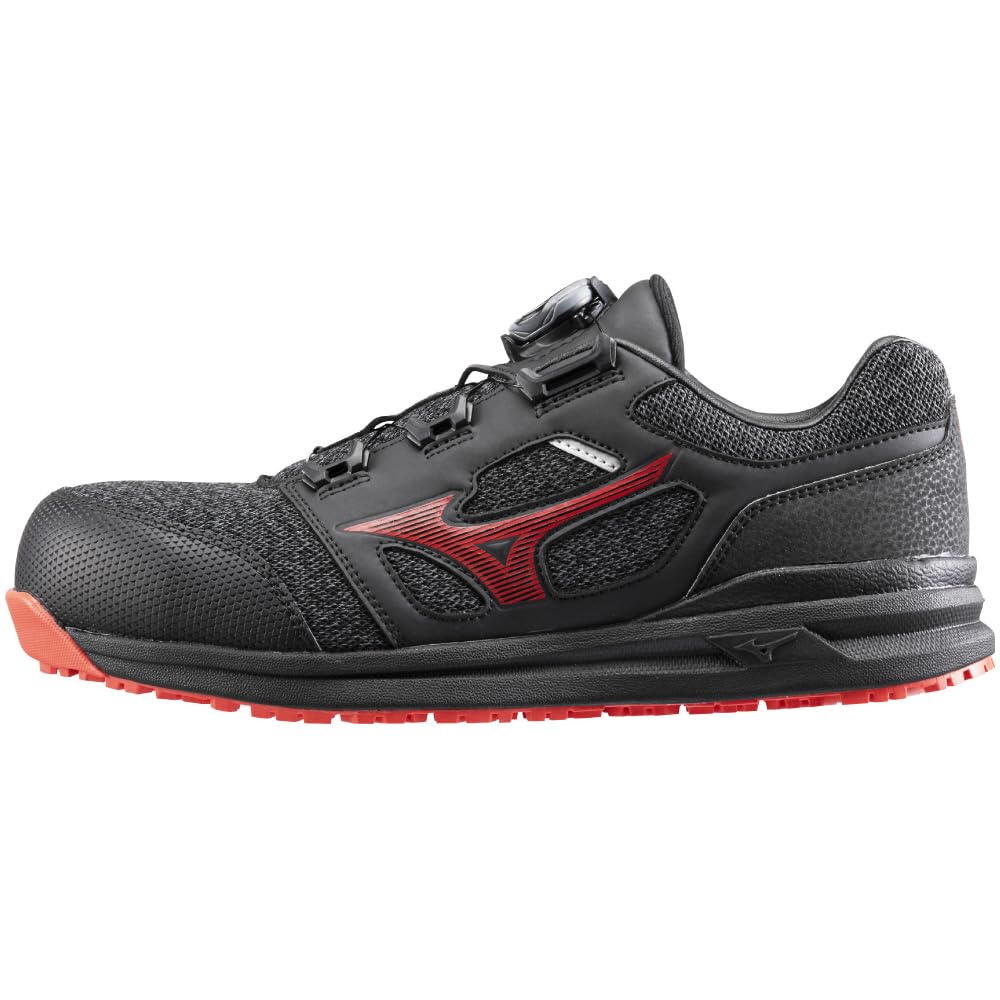 【貨物輸送無料】MIZUNO(ミズノ) メンズ 安全性のある靴 オールマイティ LS252L BOA細工物シューズ 色：黒いこと/赤いこと、大いさ：26.0 珊 3E フットサル-サッカー・フットサル