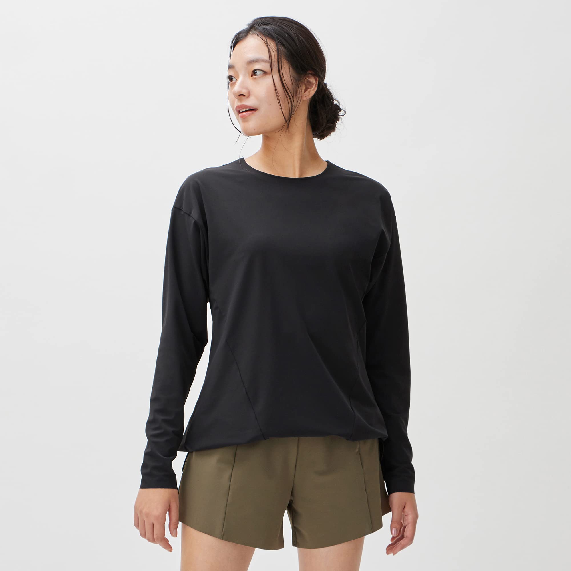 【貨物輸送無料】[素早さ] 海水着 空想科学小説 Eco L/S UV Top ステイフィットエコロングスリーブユーブイトップ レディース SFW72334 色：黒いこと、大きさ：S